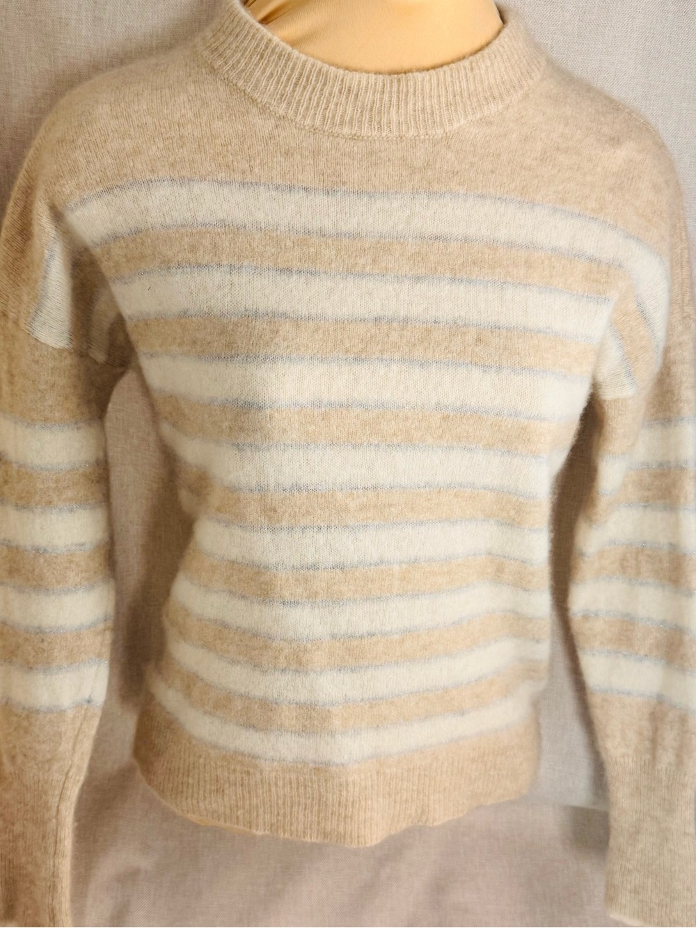 🩶 Vineyard Vines Oatmeal Heather & Silver Gray Cashmere 93% Blend Sweater | XS